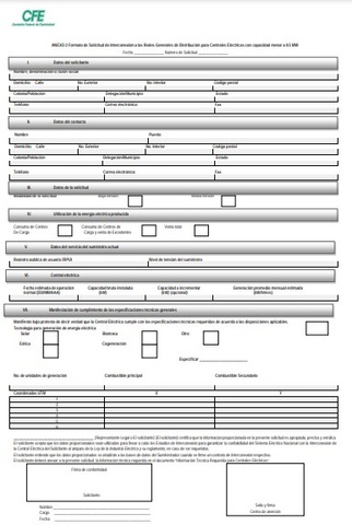 Formato CFE Solicitud Conexión Paneles Solares